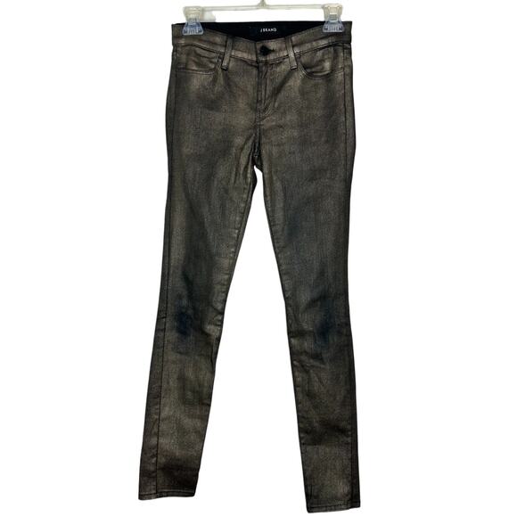 J Brand Gold Dust Coated Stocking Super Skinny Mid Rise Jeans Size 26 - Picture 1 of 9